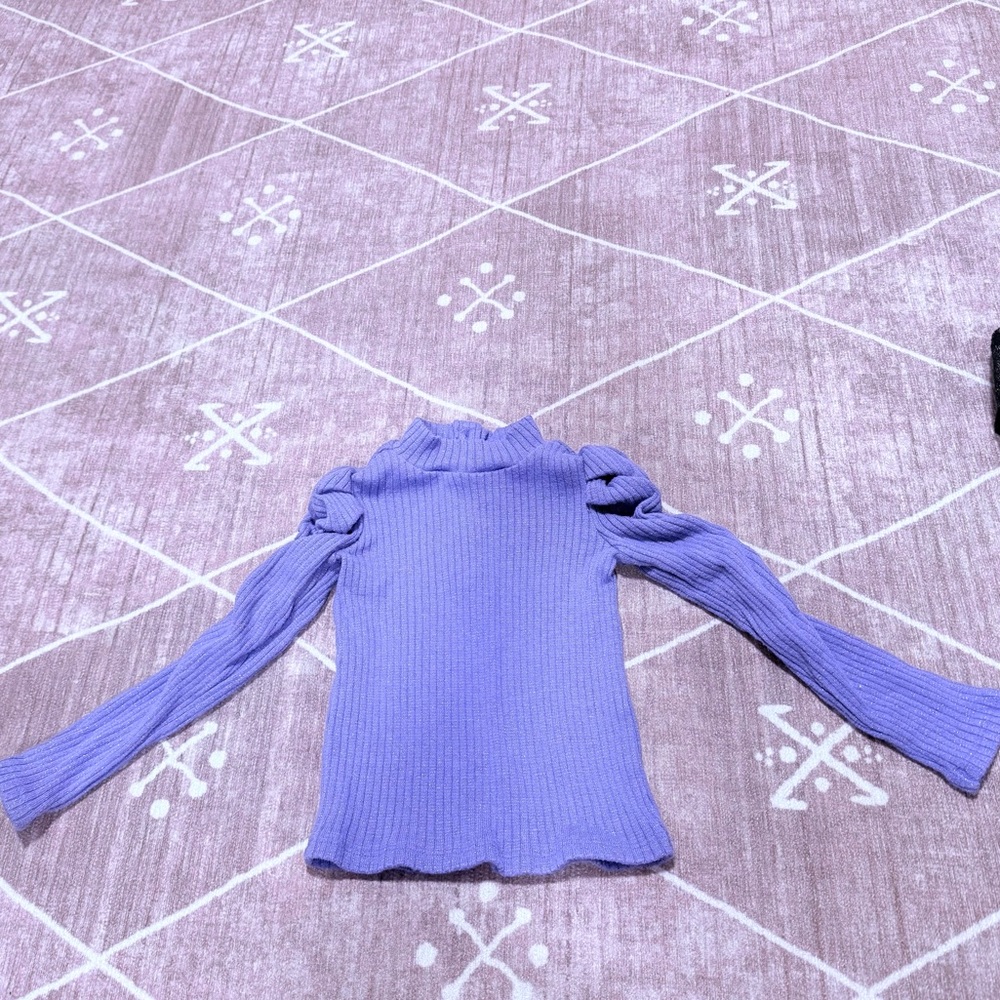 Girls Ribbed Purple Sweater